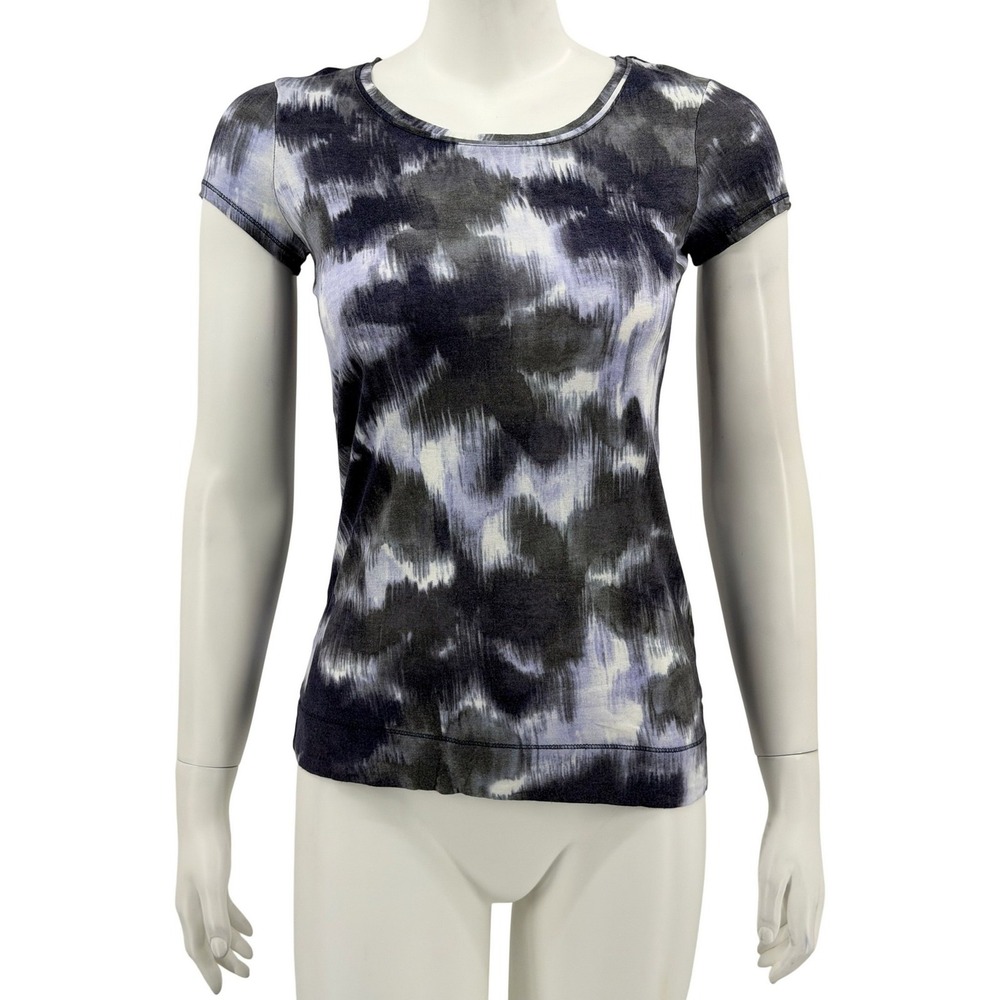 Simply Vera Wang Top Women XS Purple Gray Tie Dye Sheer Abstract Casual Everyday